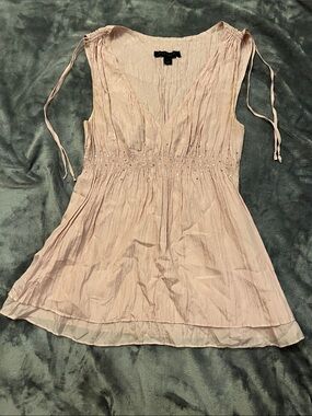 Express Pale Pink Sleeveless V-Neck Tunic with Embellished Empire Waist